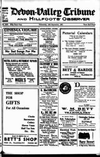 cover page of Devon Valley Tribune published on September 18, 1951