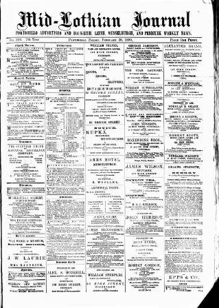 cover page of Mid-Lothian Journal published on February 28, 1890