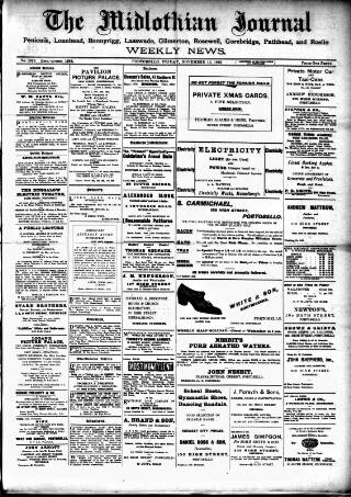 cover page of Mid-Lothian Journal published on November 15, 1912