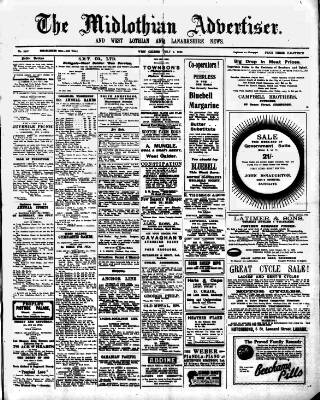 cover page of Midlothian Advertiser published on July 6, 1923