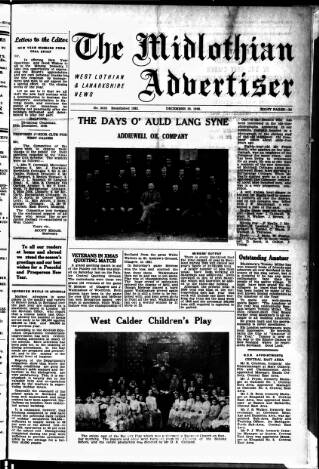 cover page of Midlothian Advertiser published on December 30, 1949