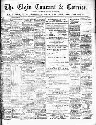 cover page of Elgin Courant and Morayshire Advertiser published on November 30, 1877