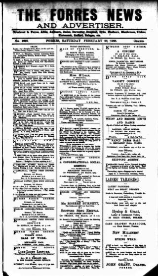 cover page of Forres News and Advertiser published on February 28, 1925