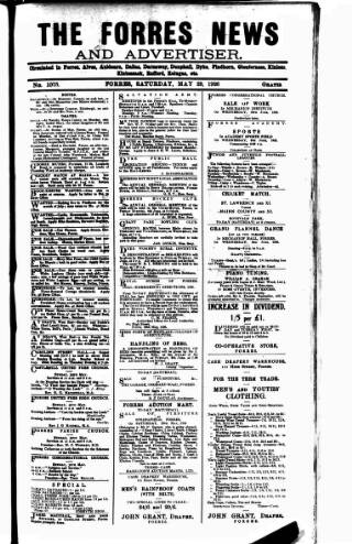 cover page of Forres News and Advertiser published on May 29, 1926