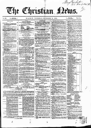 cover page of Christian News published on November 15, 1849