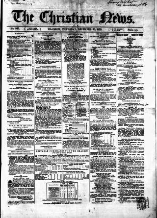 cover page of Christian News published on December 30, 1852