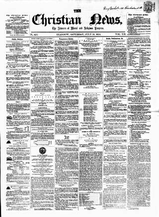 cover page of Christian News published on July 31, 1858