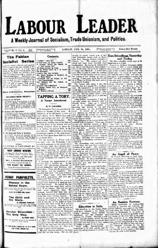 cover page of Labour Leader published on February 28, 1908