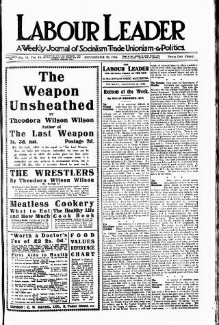 cover page of Labour Leader published on November 30, 1916