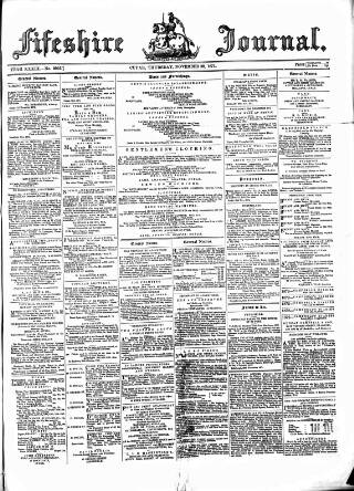 cover page of Fifeshire Journal published on November 30, 1871
