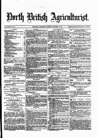 cover page of North British Agriculturist published on November 15, 1876