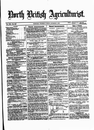 cover page of North British Agriculturist published on September 18, 1889