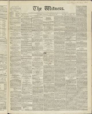 cover page of Witness (Edinburgh) published on February 28, 1849
