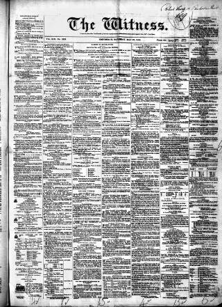 cover page of Witness (Edinburgh) published on May 29, 1852
