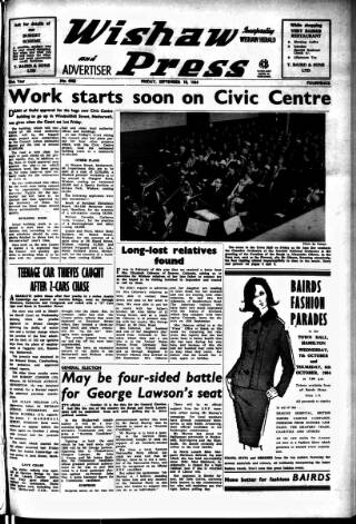 cover page of Wishaw Press published on September 18, 1964