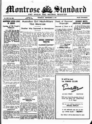cover page of Montrose Standard published on September 18, 1952