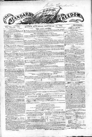 cover page of Standard of Freedom published on November 16, 1850