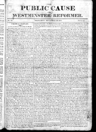 cover page of Public Cause published on September 20, 1815