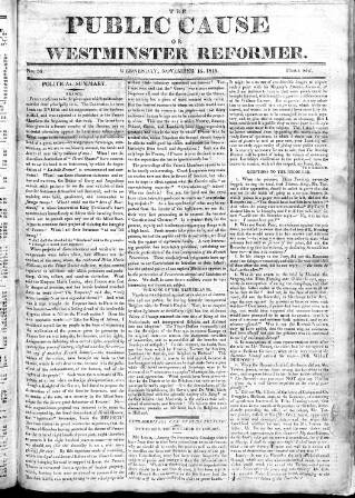 cover page of Public Cause published on November 15, 1815