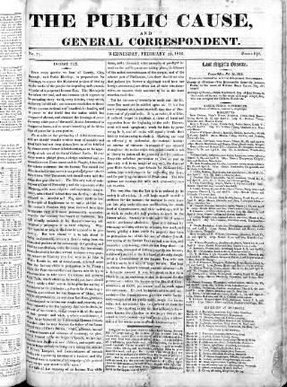 cover page of Public Cause published on February 28, 1816