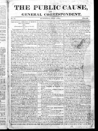 cover page of Public Cause published on July 3, 1816