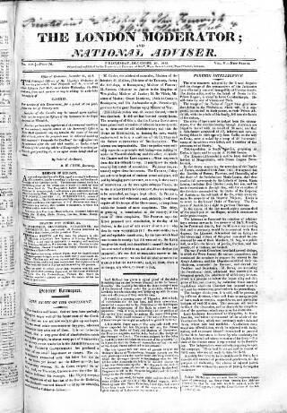 cover page of London Moderator and National Adviser published on December 30, 1818