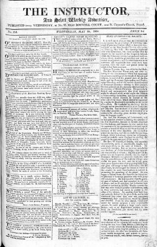 cover page of Instructor and Select Weekly Advertiser published on May 25, 1814