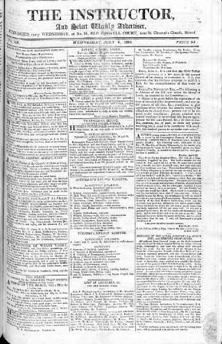 cover page of Instructor and Select Weekly Advertiser published on July 6, 1814