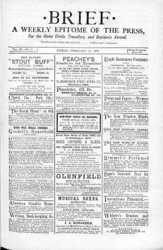 cover page of Brief published on February 28, 1879