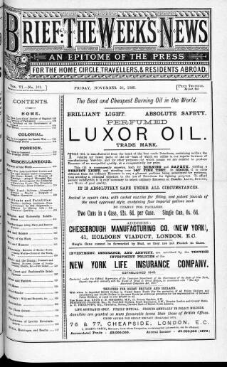 cover page of Brief published on November 26, 1880