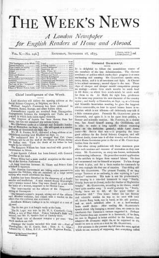 cover page of Week's News (London) published on September 18, 1875