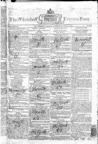 cover page of Whitehall Evening Post published on February 28, 1801