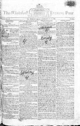 cover page of Whitehall Evening Post published on July 30, 1801