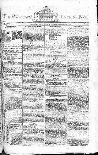 cover page of Whitehall Evening Post published on September 24, 1801