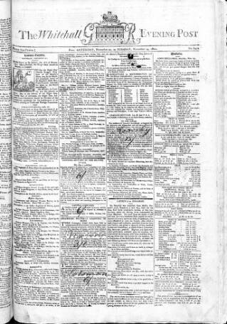 cover page of Whitehall Evening Post published on November 24, 1801