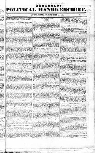 cover page of Berthold's Political Handkerchief published on September 24, 1831