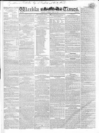 cover page of Weekly Times (London) published on July 6, 1828