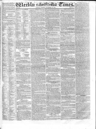cover page of Weekly Times (London) published on November 30, 1828