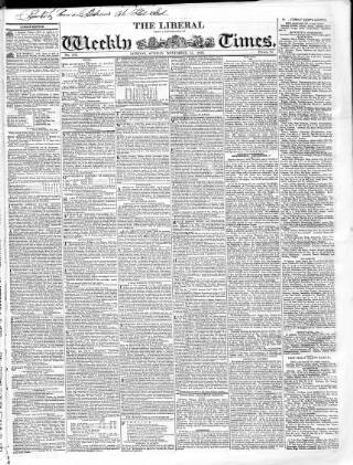 cover page of Weekly Times (London) published on November 15, 1829