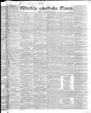 cover page of Weekly Times (London) published on February 28, 1830