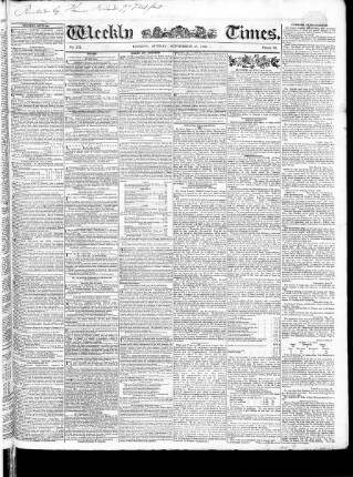 cover page of Weekly Times (London) published on September 18, 1831