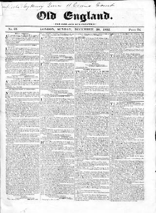 cover page of Old England published on December 30, 1832