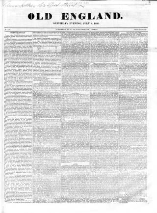 cover page of Old England published on July 6, 1839