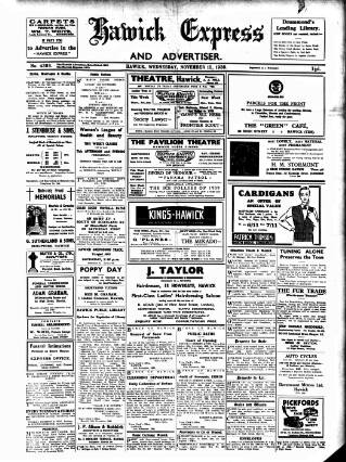 cover page of Hawick Express published on November 15, 1939