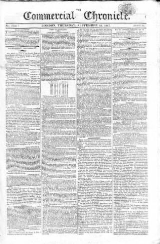 cover page of Commercial Chronicle (London) published on September 18, 1817