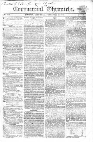 cover page of Commercial Chronicle (London) published on February 28, 1818