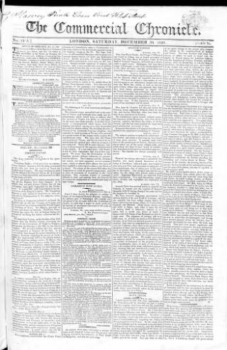 cover page of Commercial Chronicle (London) published on December 30, 1820
