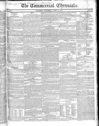 cover page of Commercial Chronicle (London) published on July 6, 1822