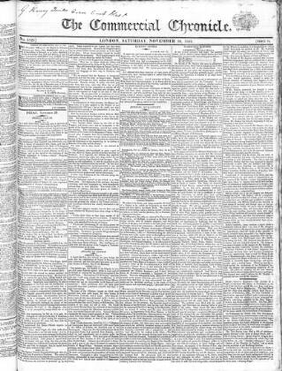 cover page of Commercial Chronicle (London) published on November 30, 1822