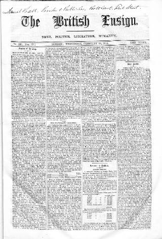 cover page of British Ensign published on February 10, 1864